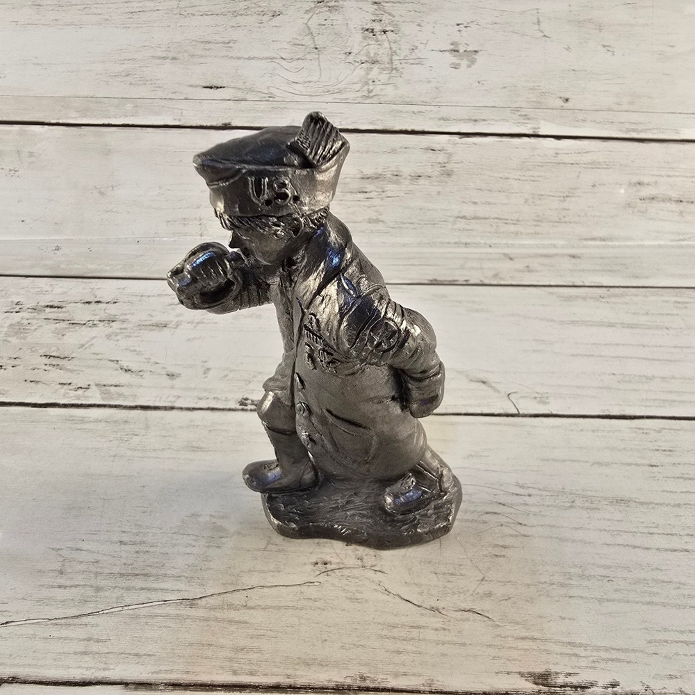 VTG Michael Ricker Pewter Figure Military Boy US Army Uniform 1996 Signed 25742